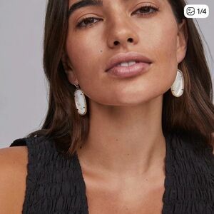 Kendra Scott Elle Gold Drop Earrings in Ivory Mother-of-Pearl with Rose Gold